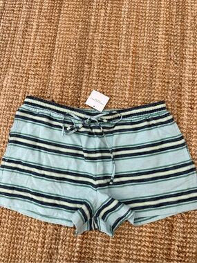 American Eagle Outfitters Mint and Navy Striped Drawstring Shorts